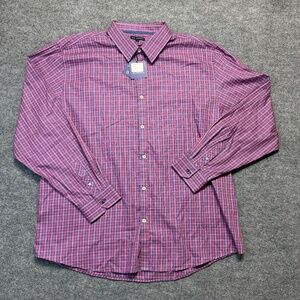 Jack Maverick Shirt Mens 3XL Raspberry Navy Blue Plaid Button Up Long Sleeve NWT